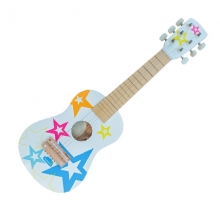 גיטרה לבנה כוכבים מעץ לילדים