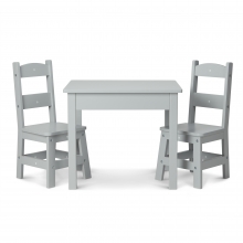 שולחן מרובע אפור ו 2 כסאות - מליסה ודאג
