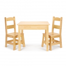 שולחן מרובע טבעי ו 2 כסאות - מליסה ודאג